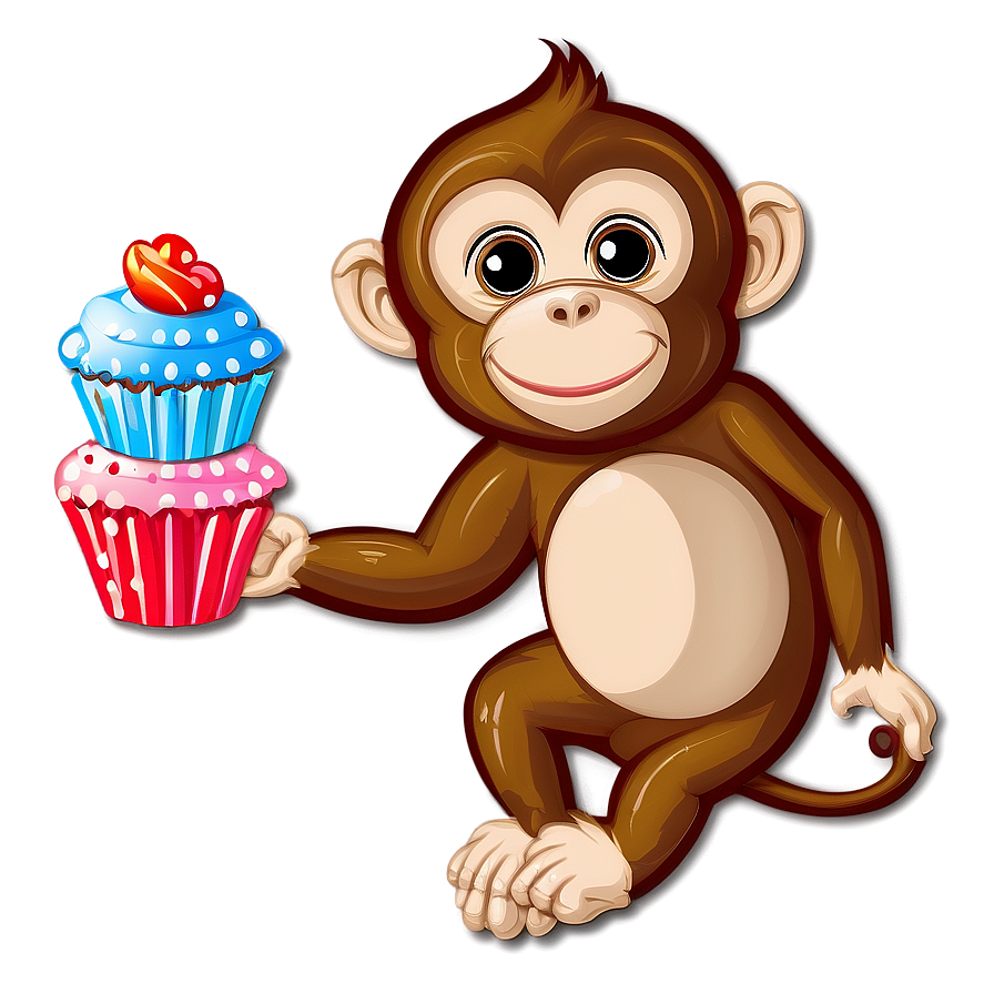 Monkey With Cupcake Png 05042024