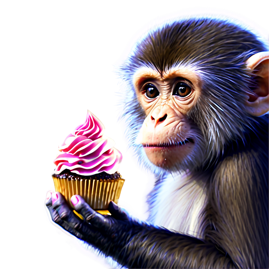 Monkey With Cupcake Png Bcg