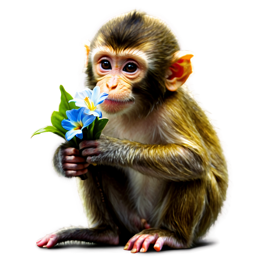 Monkey With Flowers Png 05042024