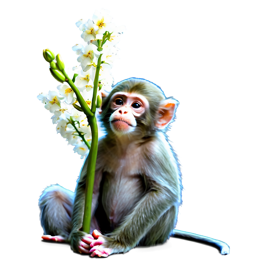 Monkey With Flowers Png 64