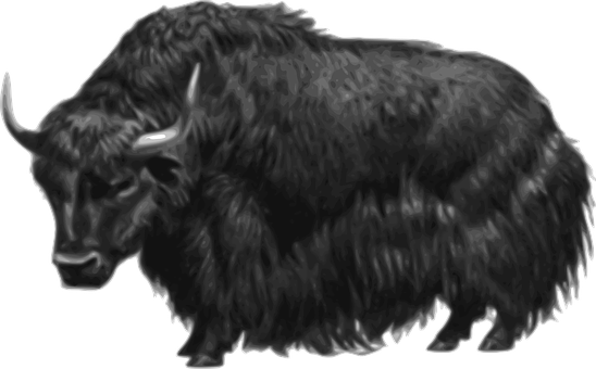 Monochrome Bison Illustration