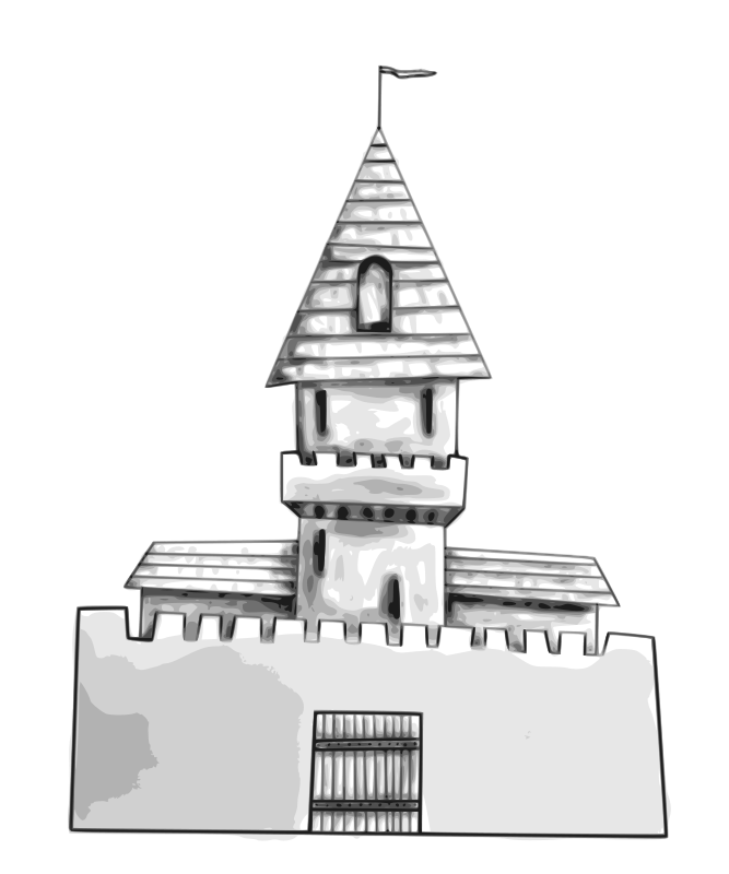 Monochrome Castle Illustration