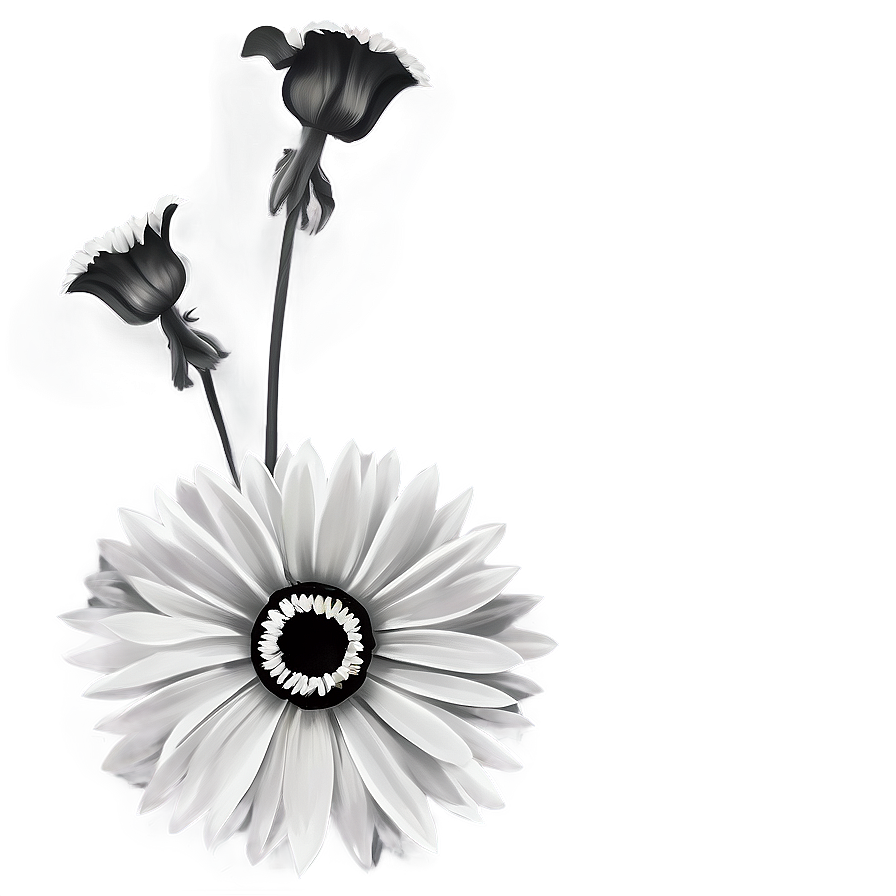 Monochrome Corner Flower Png 31