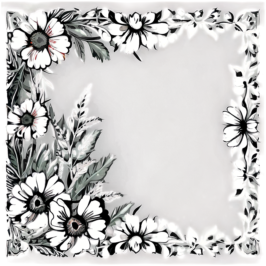 Monochrome Flower Frame Png Uom81