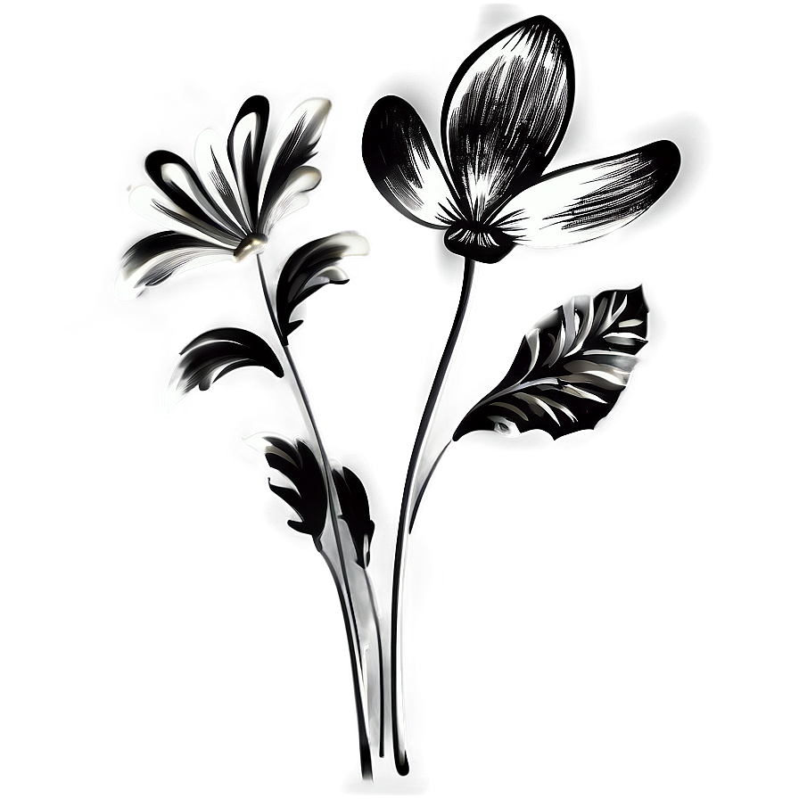 Monochrome Flowers Design Png 06282024