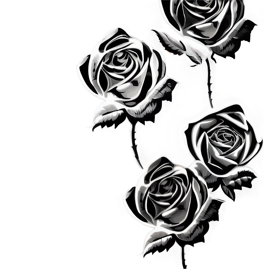 Monochrome Rose Design Png Hxj