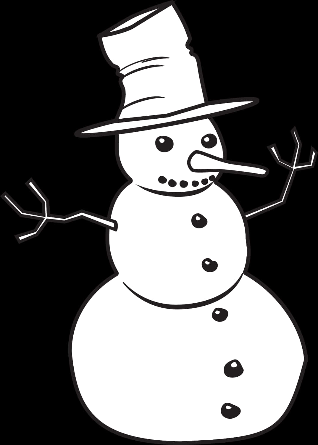 Monochrome Snowman Illustration