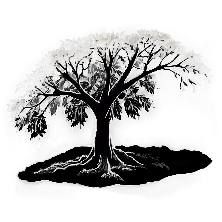 Monochrome Tree Art Png 3