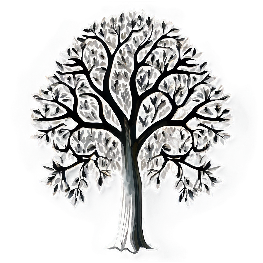 Monochrome Tree Art Png Dlf74