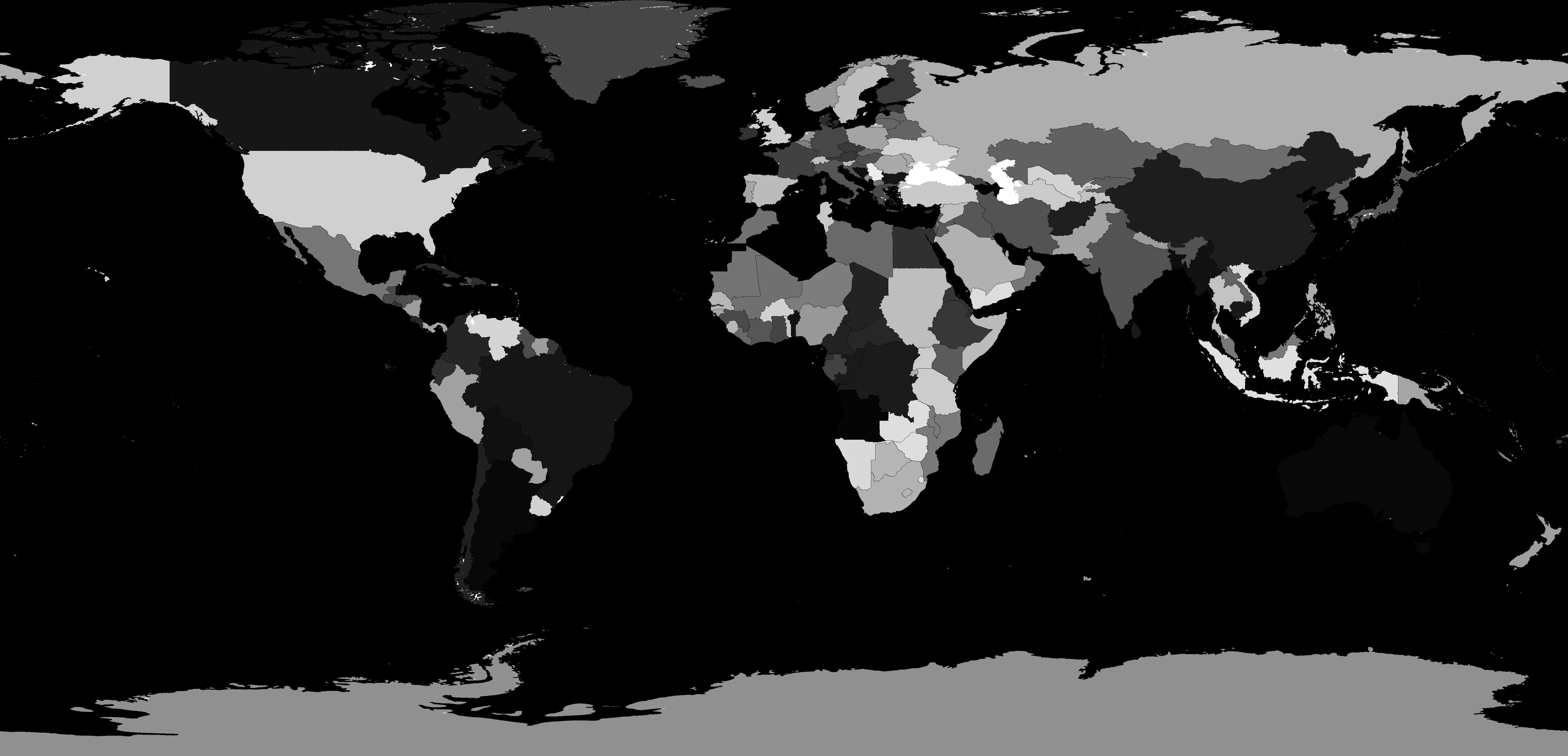 Monochrome World Map Projection