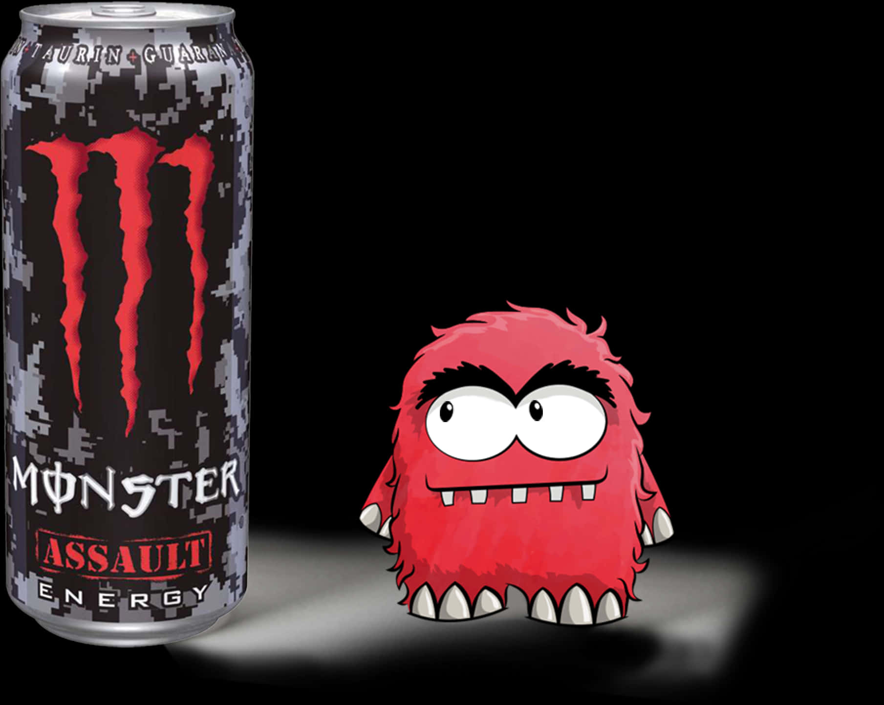 Monster Assault Energy Drinkwith Cartoon Monster