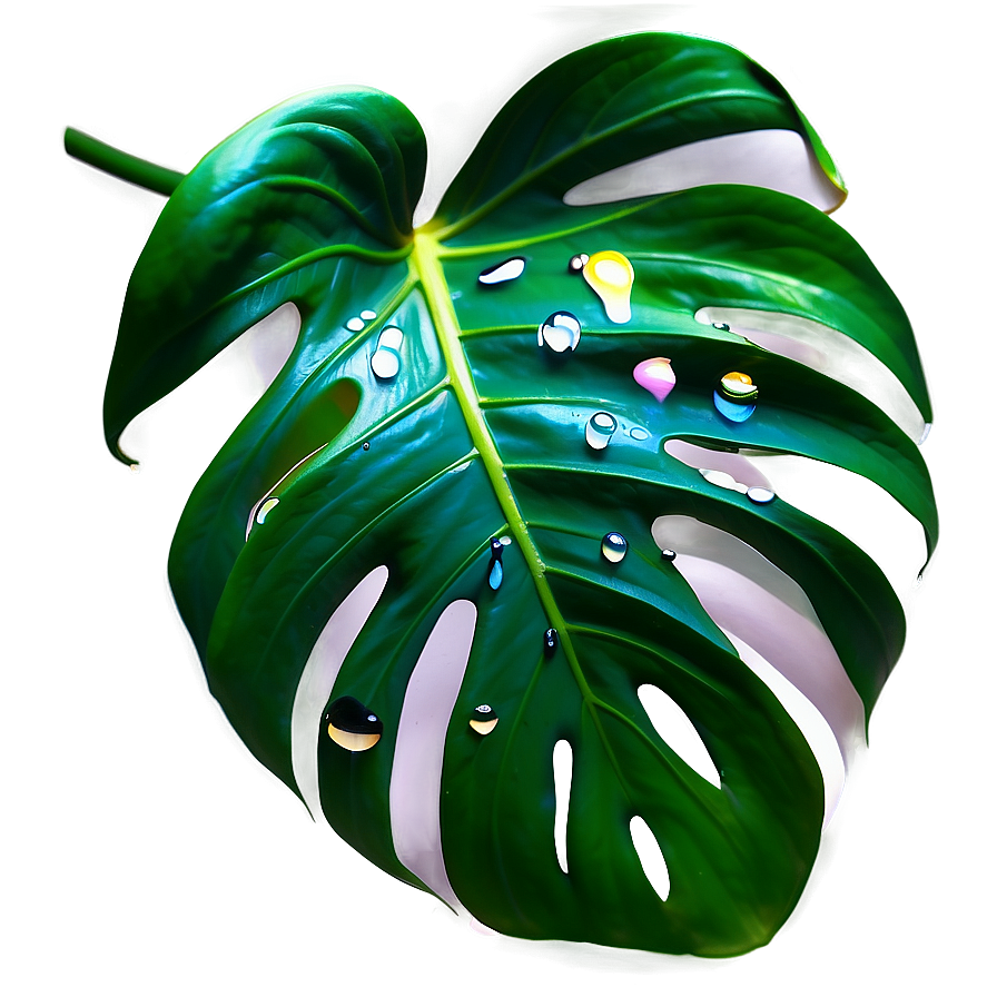 Monstera Leaf With Drops Png Ryt76