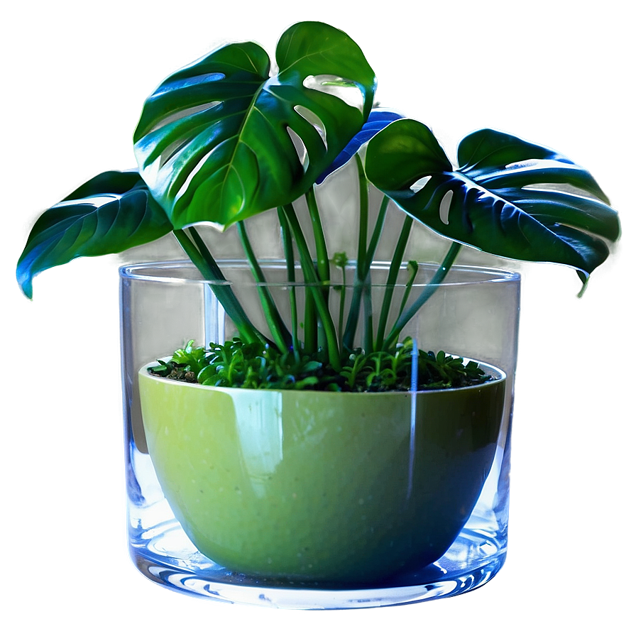 Monstera Plant In Glass Pot Png Cls