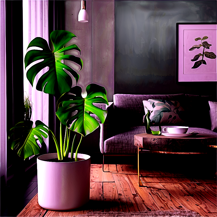 Monstera Plant In Living Room Png 42