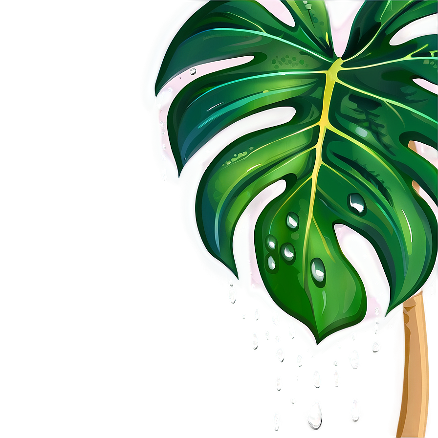 Monstera Plant With Droplets Png Pts38