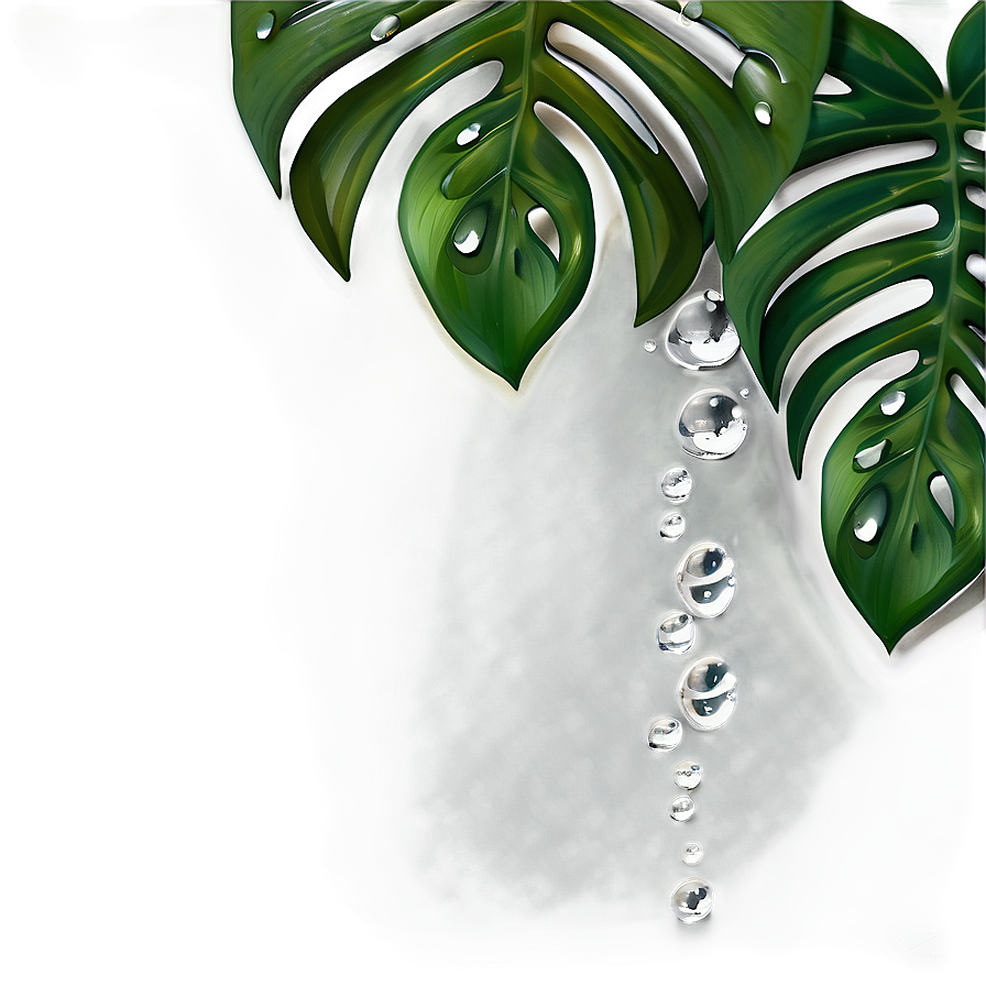 Monstera Plant With Droplets Png Vde