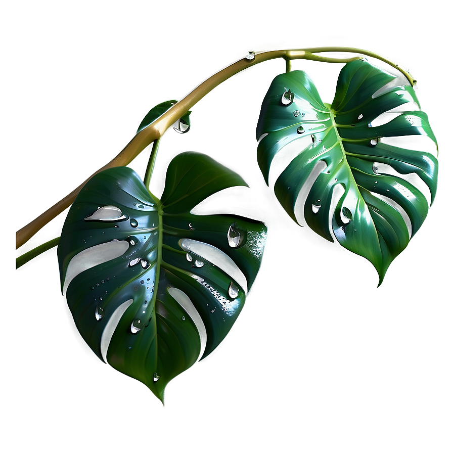 Monstera Plant With Droplets Png Yrx95