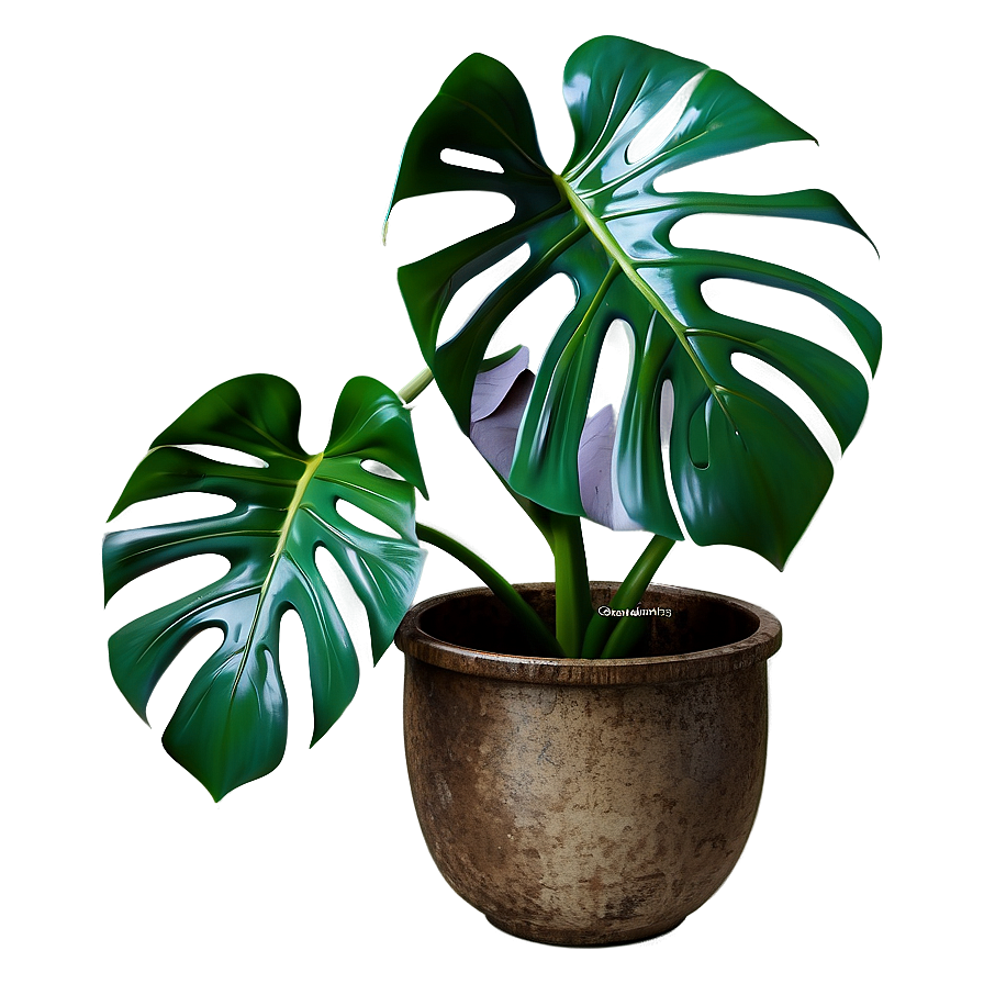 Monstera Plant With Textured Background Png Vay