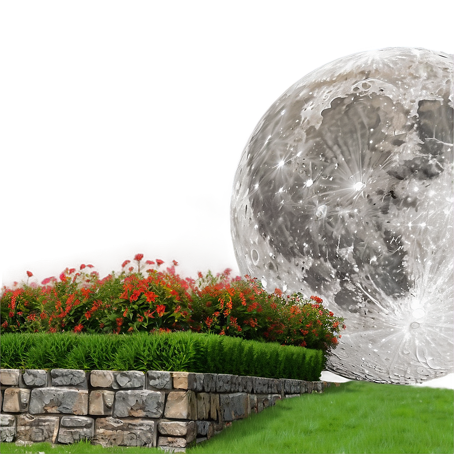 Moon Over Peaceful Garden Png Qmn37