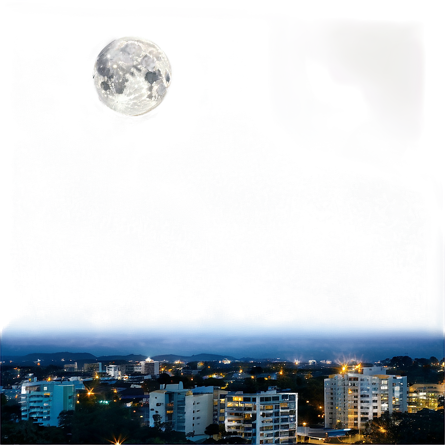 Moon Shining Over City Png Odk