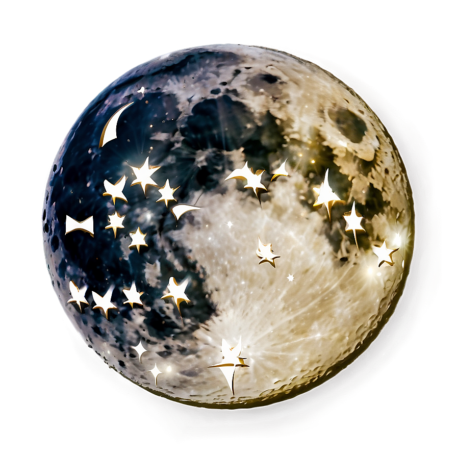 Moon With Stars Transparent Png 05252024