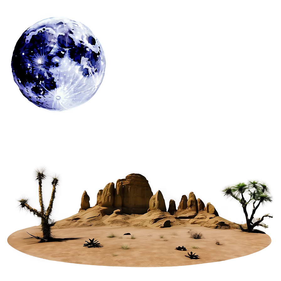 Moonlit Desert Nightscape Landscape Png Wos86