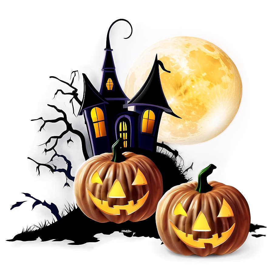 Moonlit Scary Pumpkin Scene Png 86