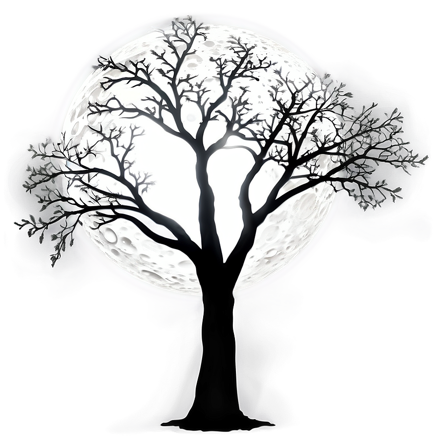 Moonlit Tree Silhouette Png Rfk81