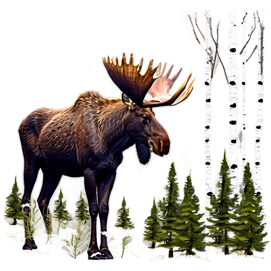 Moose And Forest Birds Png 05242024