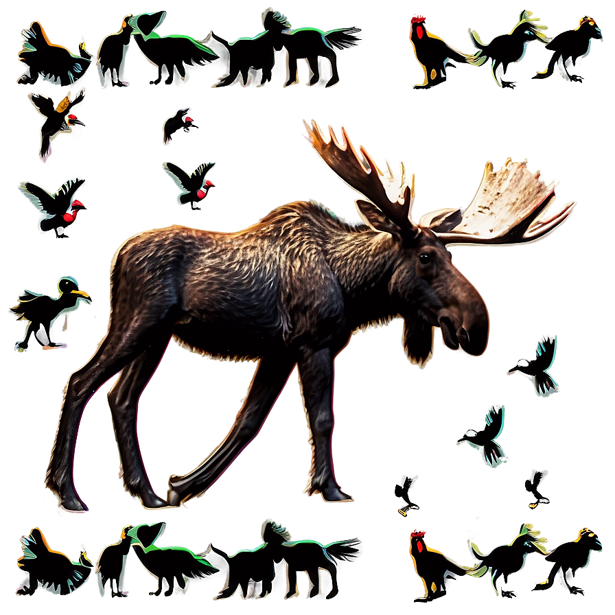 Moose And Forest Birds Png 05242024