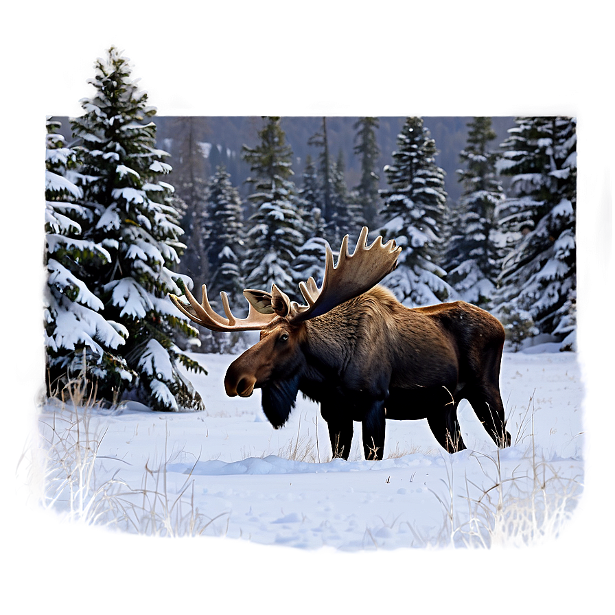 Moose Head In Snowy Landscape Png Wgn