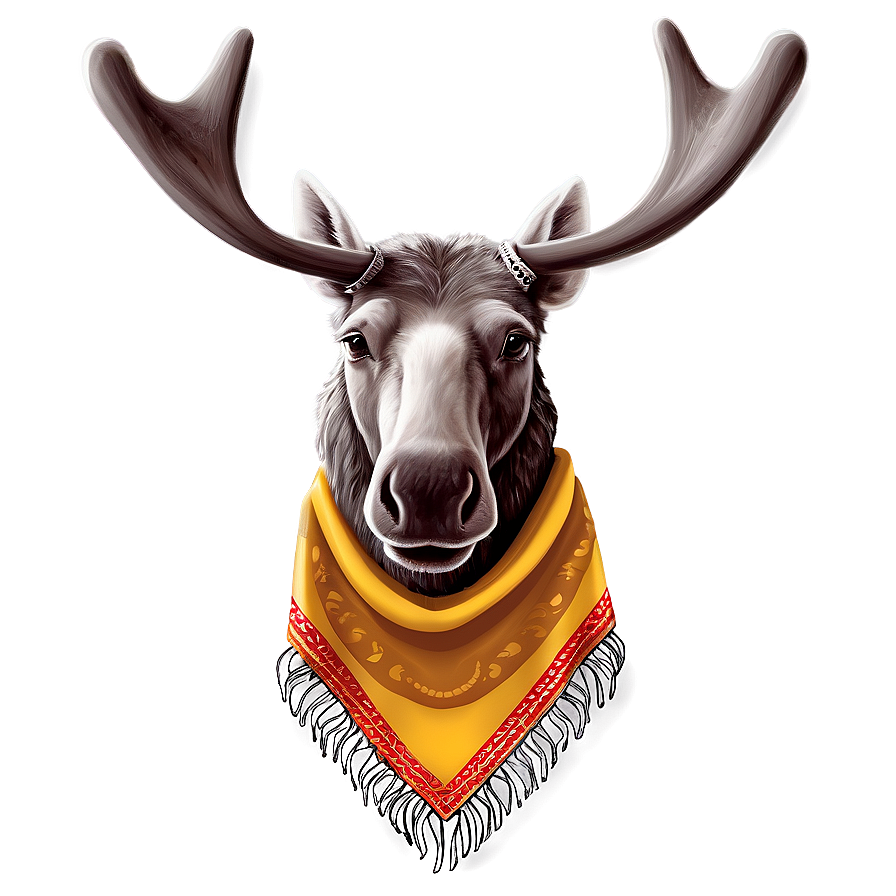 Moose Head With Scarf Illustration Png Mel