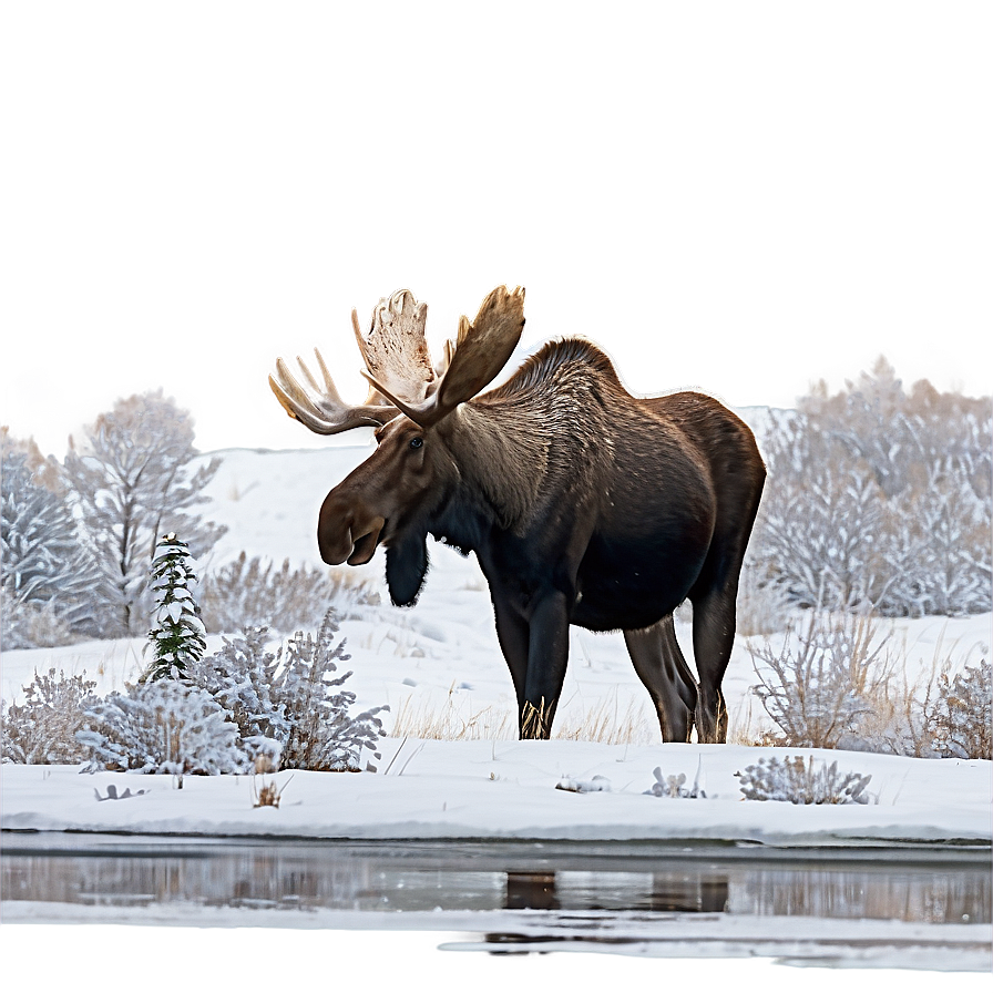 Moose In Snowy Habitat Png Dxo84