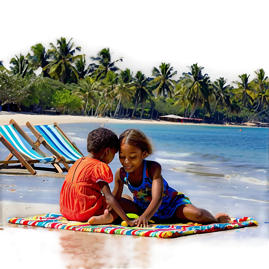 Mother And Children On Beach Png 98