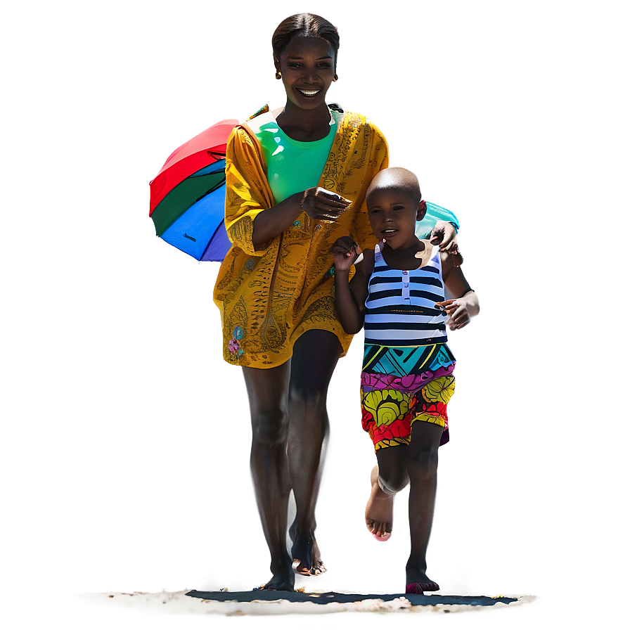 Mother And Children On Beach Png Hyj