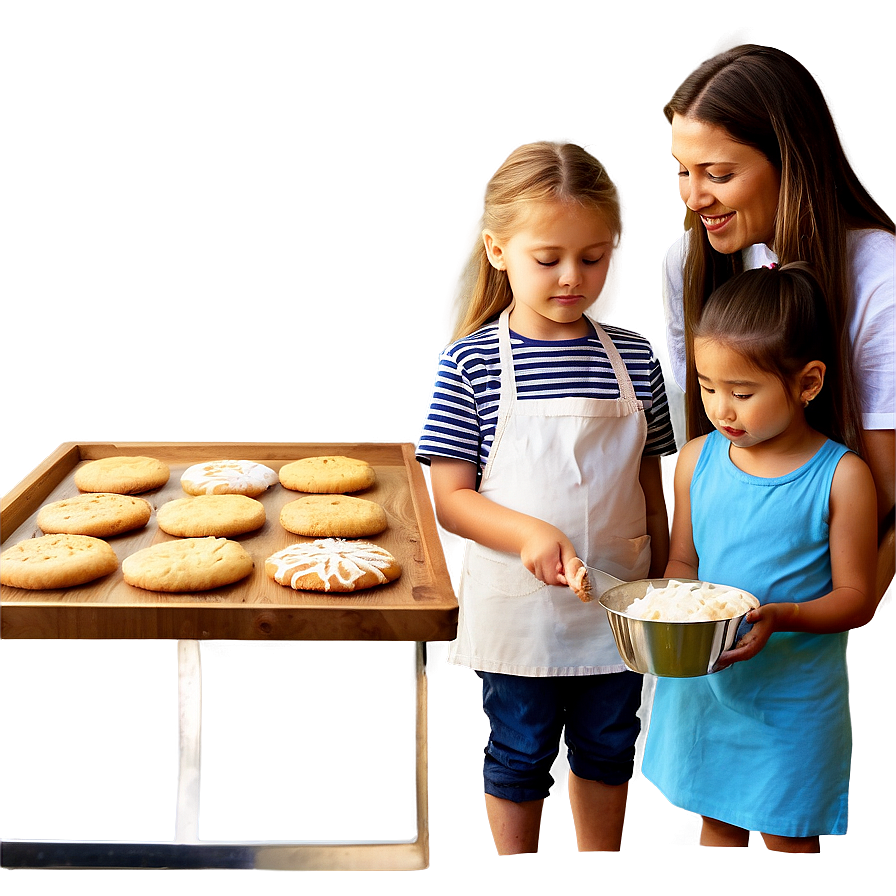 Mother And Kids Baking Cookies Png 75