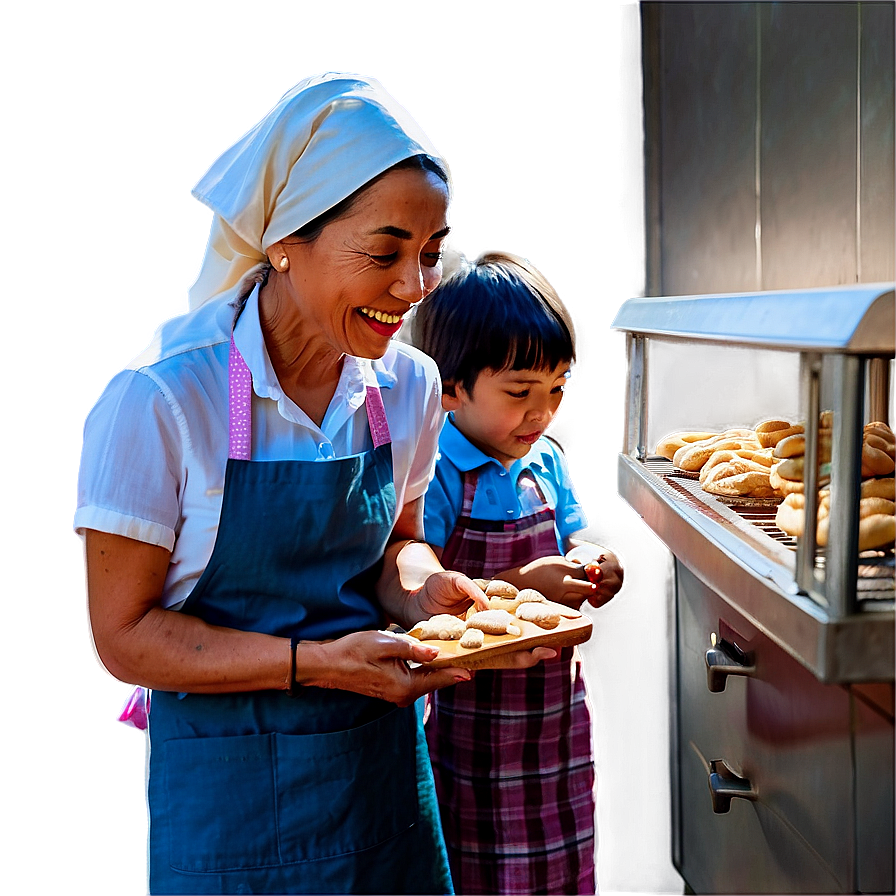 Mother And Kids Baking Cookies Png Cxm89