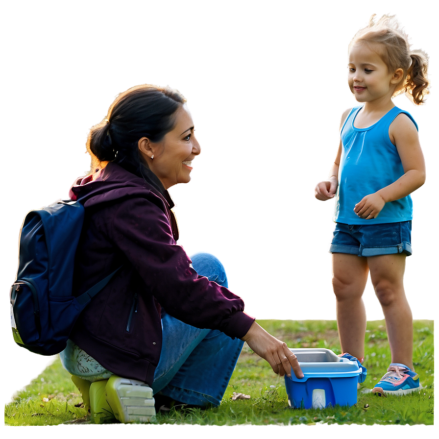 Mother At Park With Kids Png 82