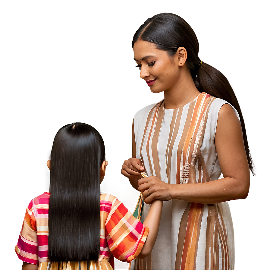 Mother Braiding Daughter's Hair Png Lcu41