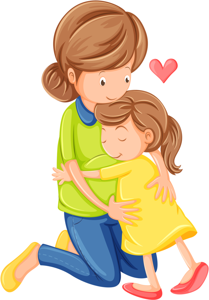 Mother Child Embrace Cartoon