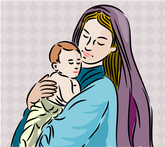 Mother Child Embrace Illustration