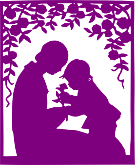 Mother Child Silhouette Art