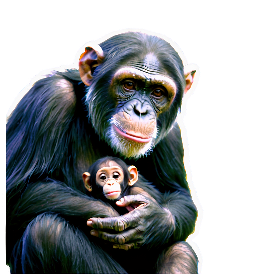 Mother Chimpanzee With Baby Png Xtt