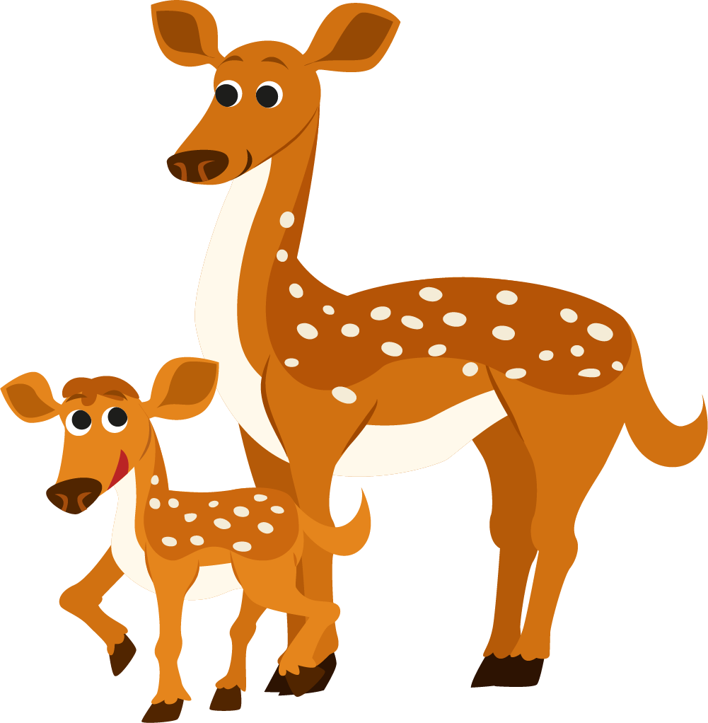 Mother Deerand Fawn Cartoon