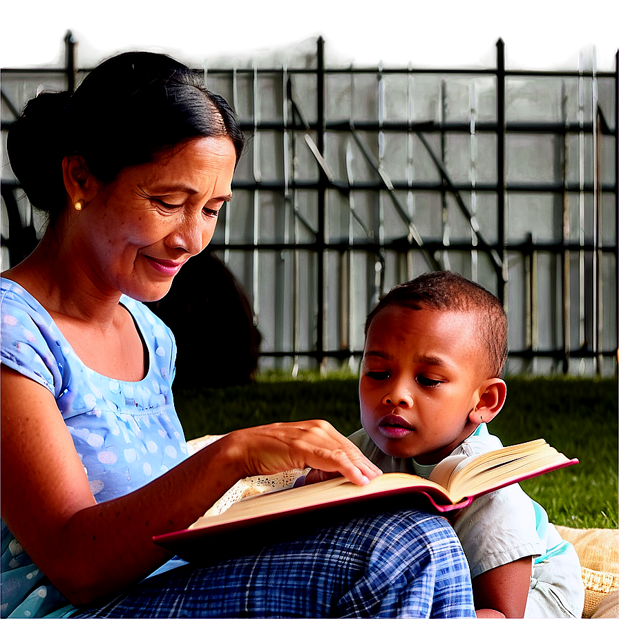 Mother Reading To Children At Night Png 06252024