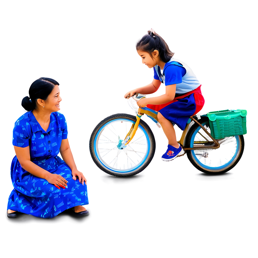 Mother Teaching Child To Ride Bike Png 36