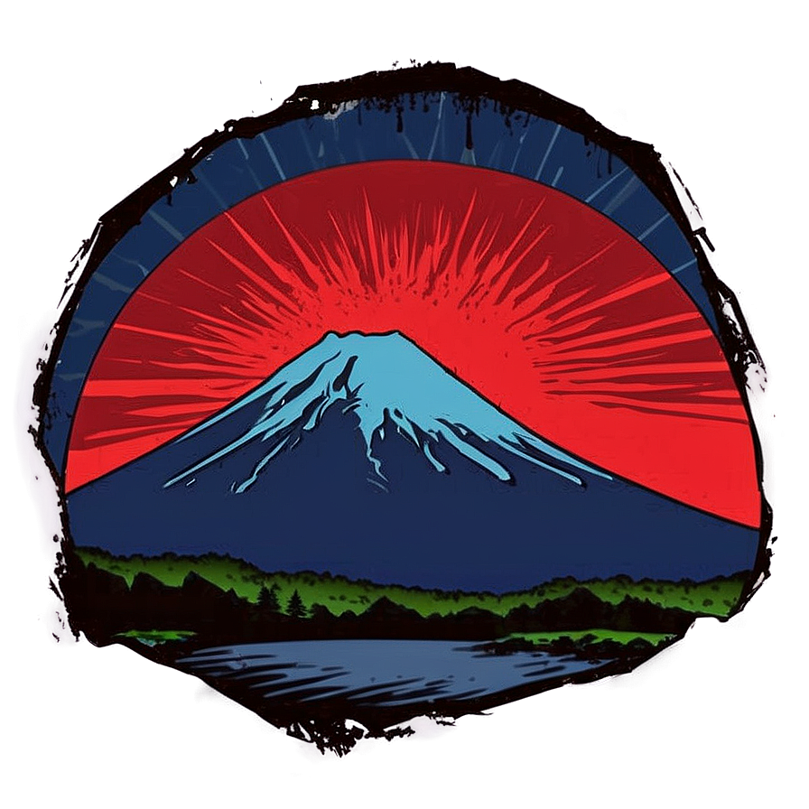 Mount Fuji And Red Sun Png Cnv6