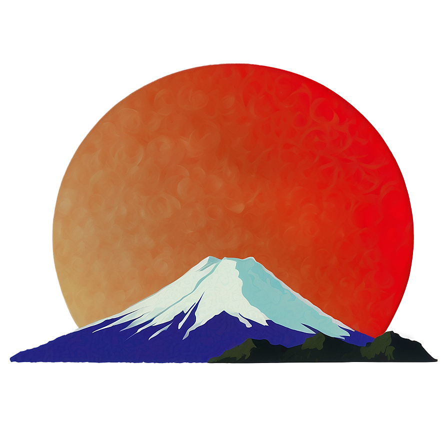 Mount Fuji And Red Sun Png Iqw