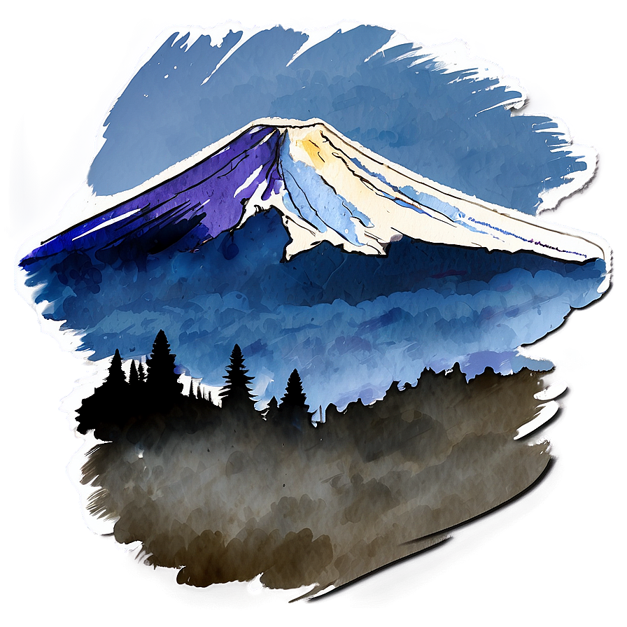 Mount Fuji Watercolor Png 06242024