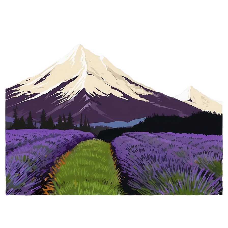 Mountain And Lavender Field Png 05032024